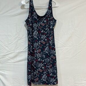 Stylish Navy Patterned Mini Dress